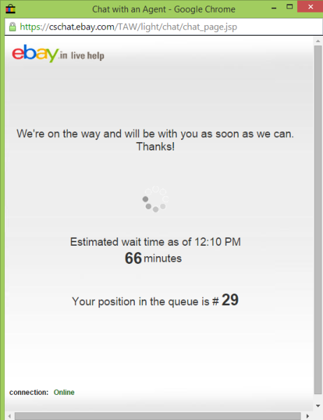 eBay sellers wait over 60 minutes to resolve grievances!