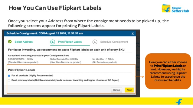 Flipkart labels will be mandatory from 22 August 2016